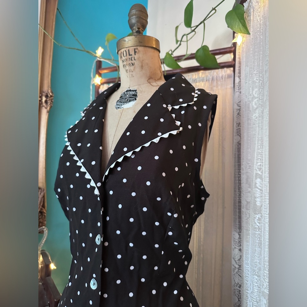 Vintage 1980s Sheri Martin New York Polka Dot Rockabilly Pin-Up Dress Size 10